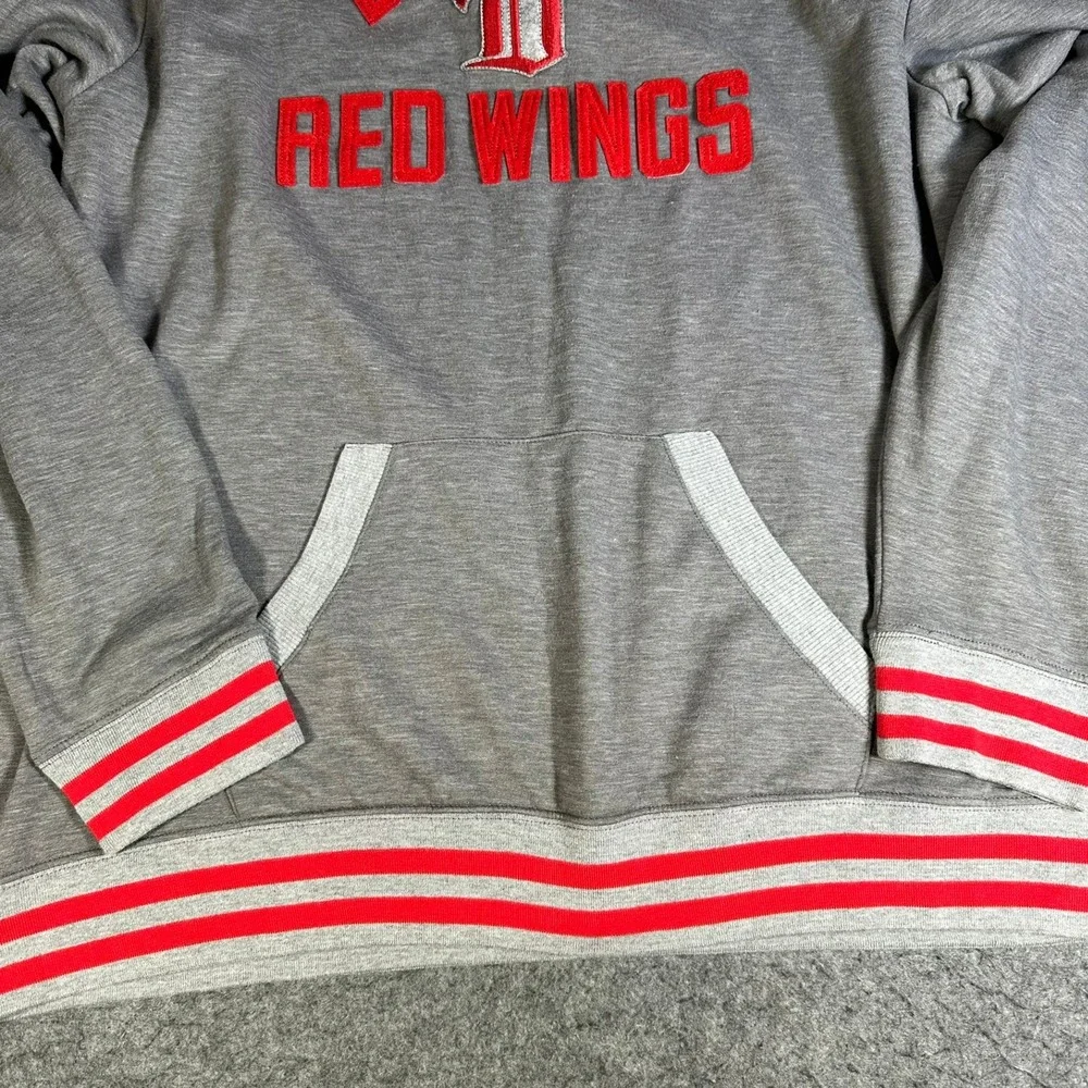 Fanatics‎ Detroit Red Wings NHL Hoodie Mens XXL Grey Red Embroidered Pullover